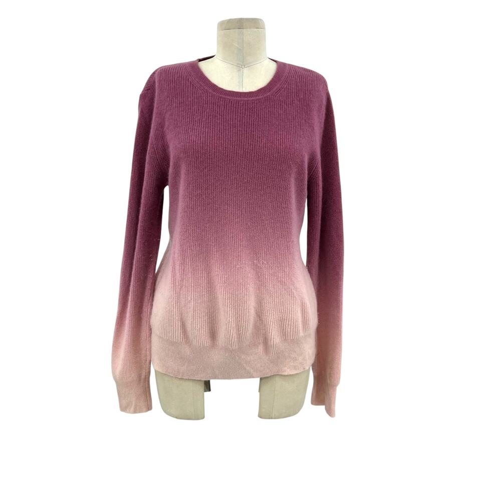 The Cashmere Project Sweater Crew Neck Long Sleeve Ombre Dip Dye Pink‎ Size XL